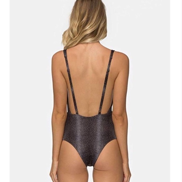 Tavik Black Sparkle V Neck Open Back One Piece Swimsuit XS - Picture 3 of 3
